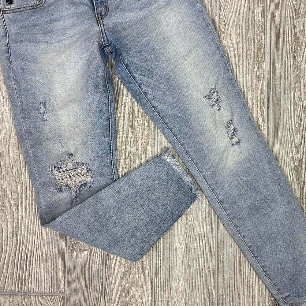 KanCan Distressed Ankle Skinny Jeans Women’s 9/28 Raw Hem Light Wash #KC8392 - Picture 4 of 10